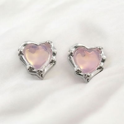 Aros Corazón Zirconia Rosa 9 mm Plata 925 - 200204