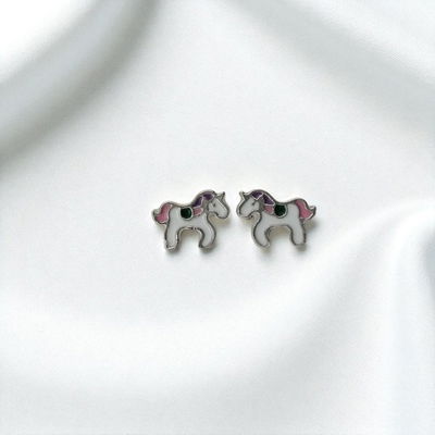 Aros Esmaltado Unicornio 10 mm x 8 mm Acero Quirúrgico - 200224