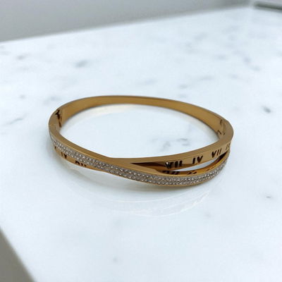 Esclava 60 mm x 52 mm Strass Enchapado en Oro - 500101