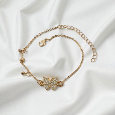 Pulsera Tobillera 22 + 7 cm Mariposa Acero Dorado - 500127
