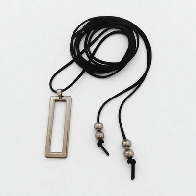 Collar 1,80 m Negro Rectángulo 19 mm x 52 mm Gamuza - 700035