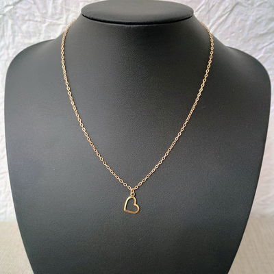 Collar 42 + 5 cm Espejo 0,4 mm Corazón ´11 mm Acero Dorado - 700054