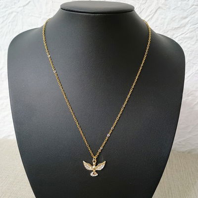 Collar 50 + 5 cm Espejo 0,5 mm Paloma Strass 22 mm x 17 mm Acero Dorado - 700081