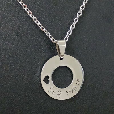 Collar 45 + 5 cm Espejo 0,6 mm Día de la Madre 24 mm Acero Quirúrgico - 700108