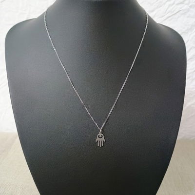 Collar 45 cm Espejo 0,3 mm Mano Fátima 9 mm x 14 mm Acero Quirúrgico - 700122