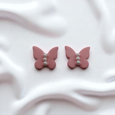 Aros Mariposa Rosa 8 mm Plata 925 - 200206