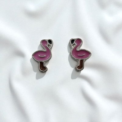 Aros Esmaltado Flamenco Fucsia 9 mm x 11 mm Acero Quirúrgico - 200239