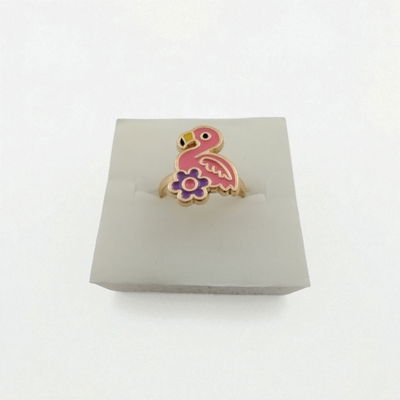 Anillo Esmaltado Regulable Flamenco Fucsia Flor Violeta Acero Dorado - 300072