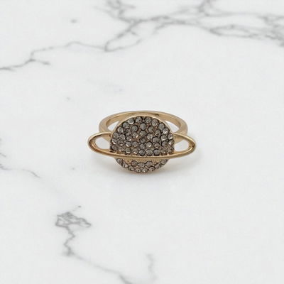 Anillo Planeta Stras Acero Dorado - 300139