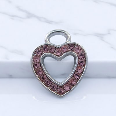 Dije Corazón Strass Rosa Acero Quirúrgico - 400115