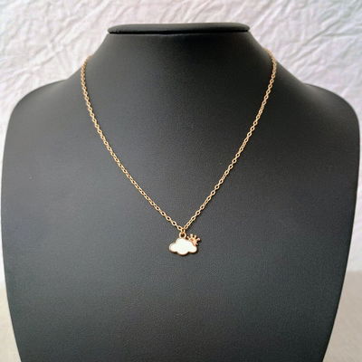 Collar 42 + 5 cm Espejo 0,4 mm Sol Nube 15 mm x 11 mm Acero Dorado - 700082