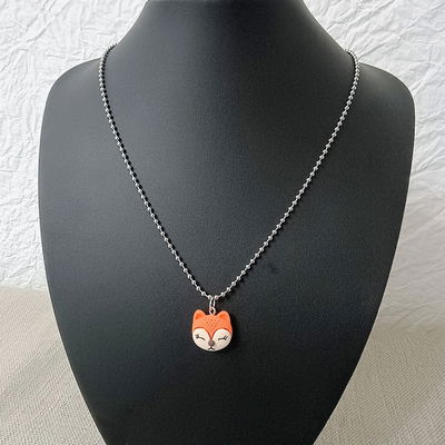 Collar 55 cm Bolitas 2,4 mm Zorro Naranja 17 mm x 19 mm Acero Quirúrgico - 700100