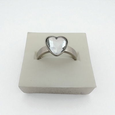 Anillo Corazón Translúcido Acero Quirúrgico - 300044TRA