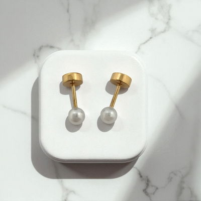 Abridores Perlas 4 mm Enchapado en Oro - 100035