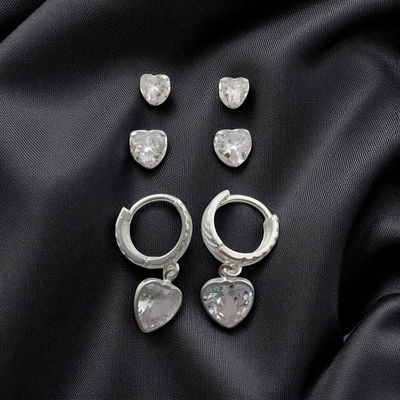 Aros Conjunto Corazón Zirconia Plata 925 - 200045