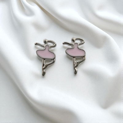 Aros Esmaltado Bailarina Rosa 8 mm x 14 mm Acero Quirúrgico - 200197