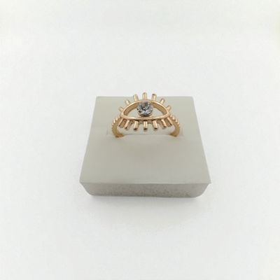 Anillo Ojo Zirconia Acero Dorado - 300133