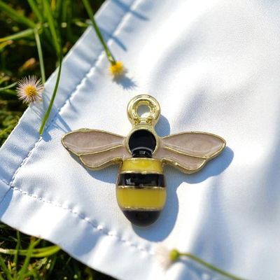 Dije Esmaltado Amarillo Negro Abeja Alas Rosa Acero Dorado - 400098