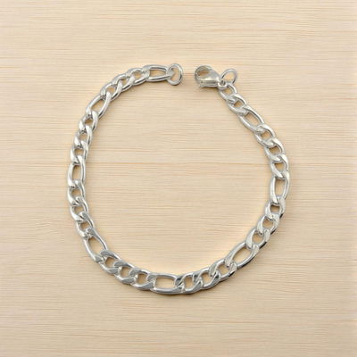 Pulsera 19 cm Fígaro 1,4 mm x 5 mm Acero Blanco - 500014