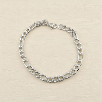 Pulsera 20 cm Fígaro 1,6 mm x 5,5 mm Acero Blanco - 500016