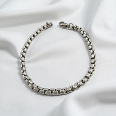 Pulsera 18 cm Rolo Rectangular 4 mm Acero Quirúrgico - 500045