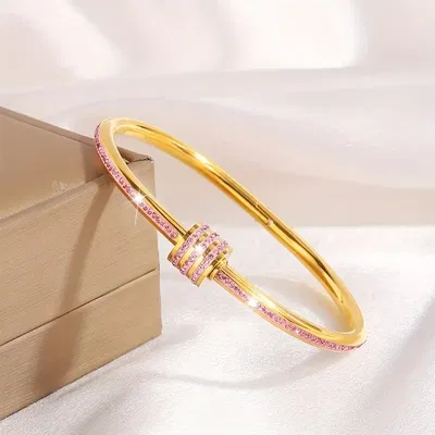 Esclava 69 mm x 54 mm Strass Rosa Enchapado en Oro - 500083
