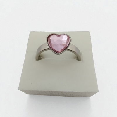 Anillo Corazón Rosa Acero Quirúrgico - 300044ROS