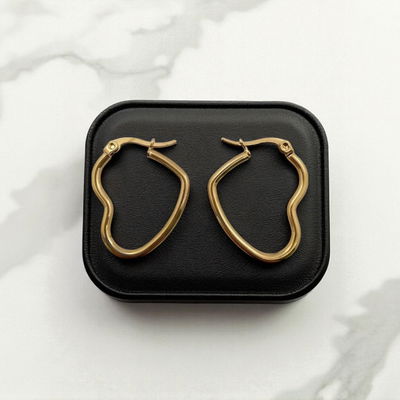 Aros Argolla Corazón 25 mm Acero Dorado - 200039