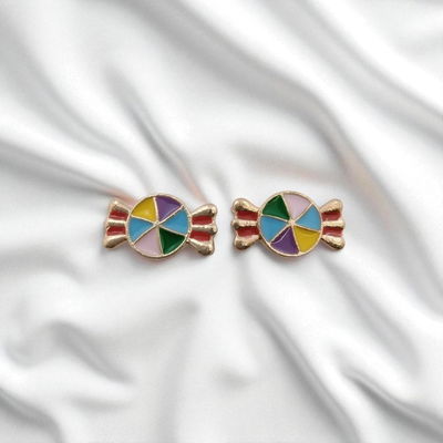 Aros Esmaltado Caramelo Multicolor 15 mm x 9 mm Acero Dorado - 200183