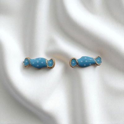Aros Esmaltado Caramelo Celeste 16 mm x 6 mm Acero Dorado - 200192