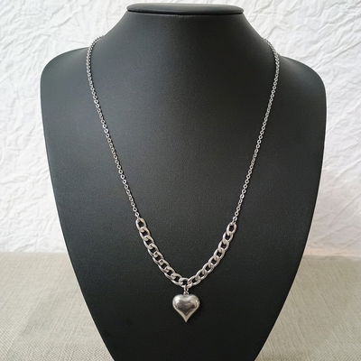 Collar 55 cm Espejo Groumet Corazón 16 mm Acero Quirúrgico - 700002