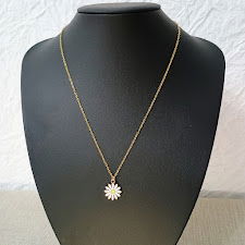 Collar 45 cm Espejo 0,4 mm Esmaltado Margarita 15 mm Acero Dorado - 700058