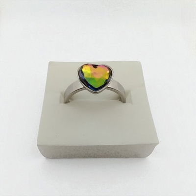 Anillo Corazón Tornasolado Acero Quirúrgico - 300044TOR