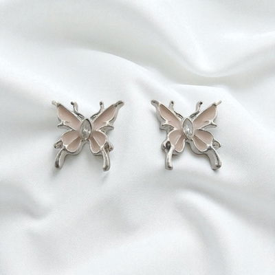 Aros Mariposa Rosa 10 mm Plata 925 - 200211