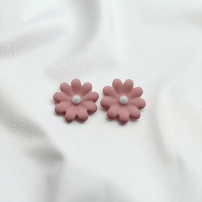 Aros Flor Rosa 9 mm Plata 925 - 200210