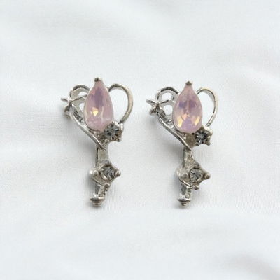 Aros Llave Corazón Zirconia Rosa 9 mm x 15 mm Plata 925 - 200215