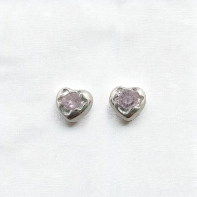 Aros Corazón ´Strass Rosa 5 mm Plata 925 - 200221