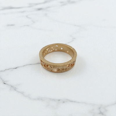 Anillo Esmaltado Trébol Blanco Corazón Acero Dorado - 300135