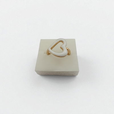 Anillo Esmaltado Corazón Blanco Acero Dorado - 300140