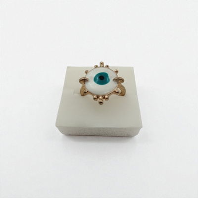 Anillo Esmaltado Ojo Turco Nazar Acero Dorado - 300141