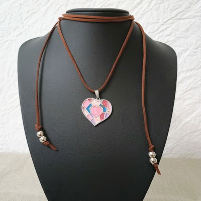 Collar 1,80 m Marrón Corazón Multicolor 33 mm Gamuza - 700043