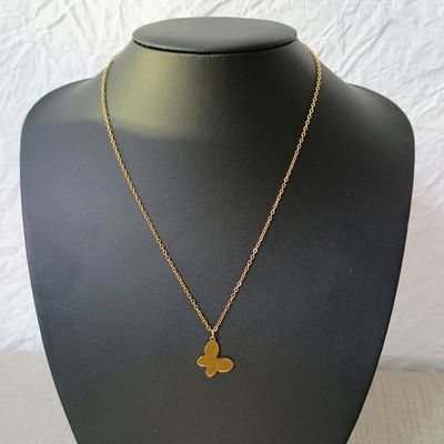 Collar 45 cm Espejo 0,4 mm Mariposa Acero Dorado - 700095