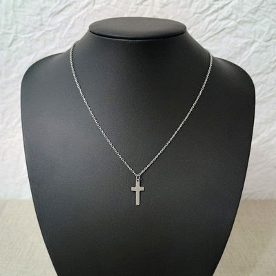 Collar 45 + 5 cm Espejo 0,4 mm Cruz Acero Quirúrgico - 700138