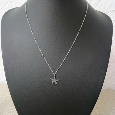 Collar 45 + 5 cm Espejo 0,3 mm Estrella de Mar 14 mm Acero Quirúrgico - 700140