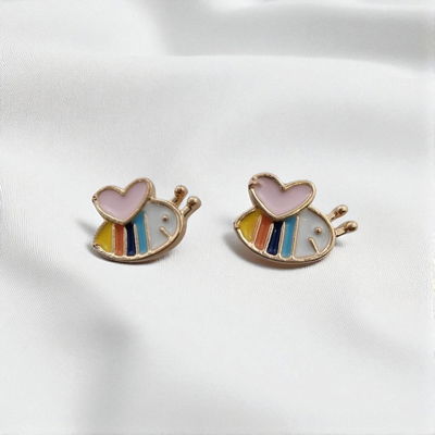 Aros Esmaltado Abeja Multicolor 11 mm x 8 mm Acero Dorado - 200188