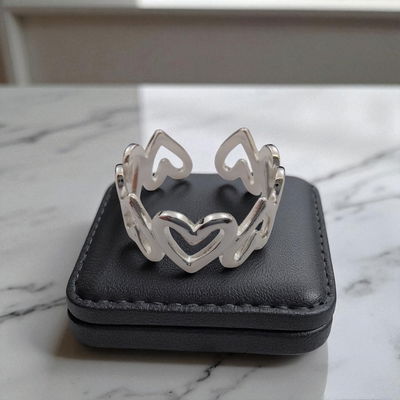 Anillo Abierto Corazón Acero Blanco - 300097