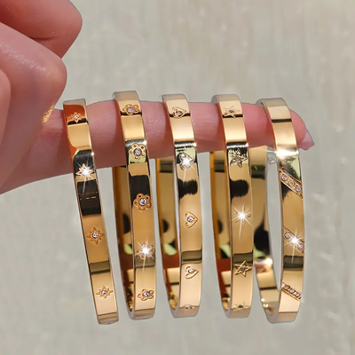 Esclava 60 mm x 50 mm Strass Enchapado en Oro - 500058