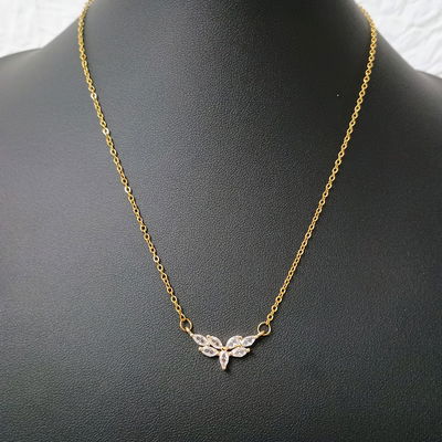 Collar Espejo 43 cm Zirconia Acero Dorado - 700015