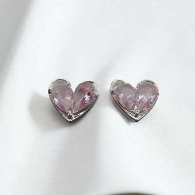 Aros Corazón Zirconia Rosa 7 mm Plata 925 - 200208