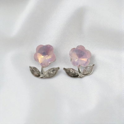 Aros Flor Zirconia Rosa 9 mm Plata 925 - 200214